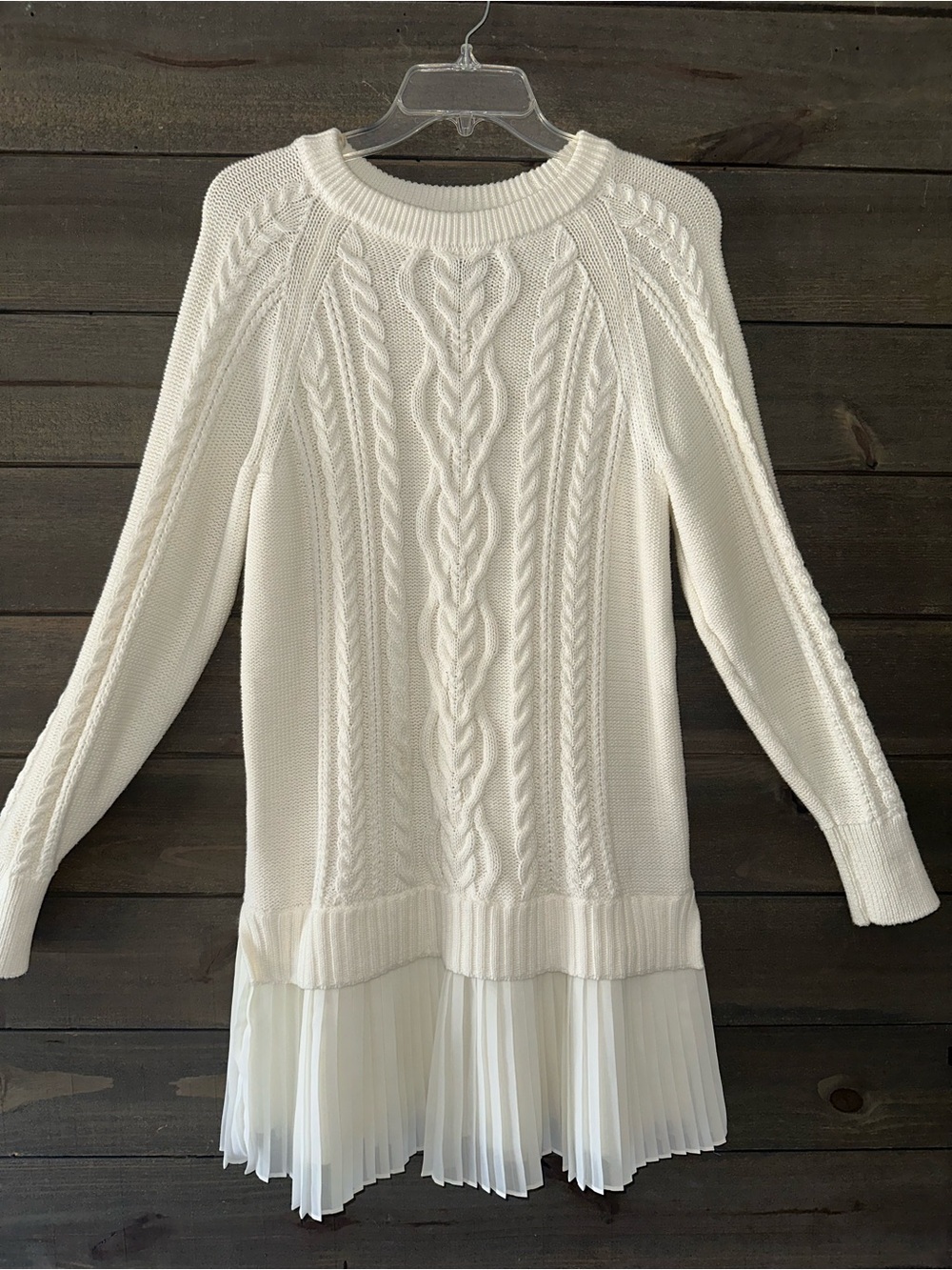 ANTHROPOLOGIE Fiaherman Knit Sweater Dress with attached Pleated Skirt.